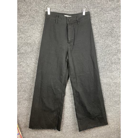 Zara High-rise wide-leg jeans in washed black denim with raw hem Size 10 - Picture 2 of 11